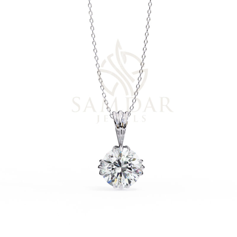 Round Moissanite Pendant Necklace For Women - Image 4