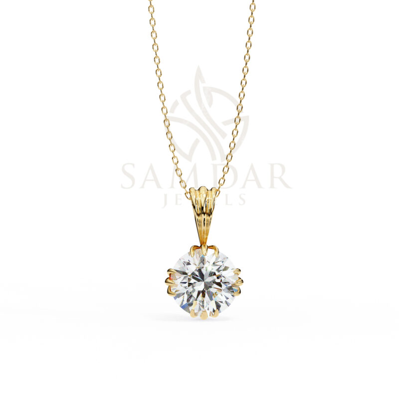 Round Moissanite Pendant Necklace For Women
