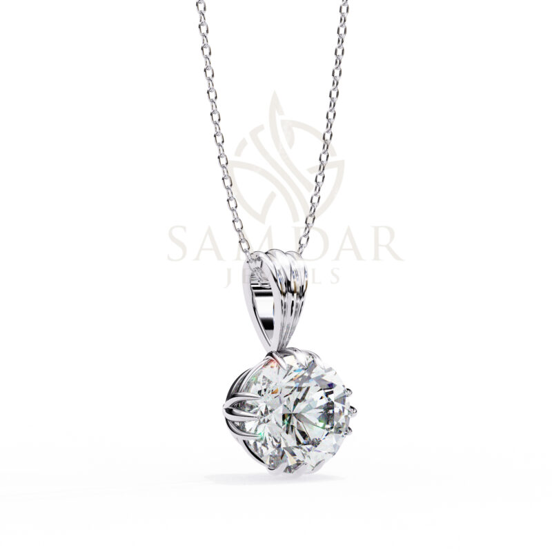 Round Moissanite Pendant Necklace For Women - Image 6