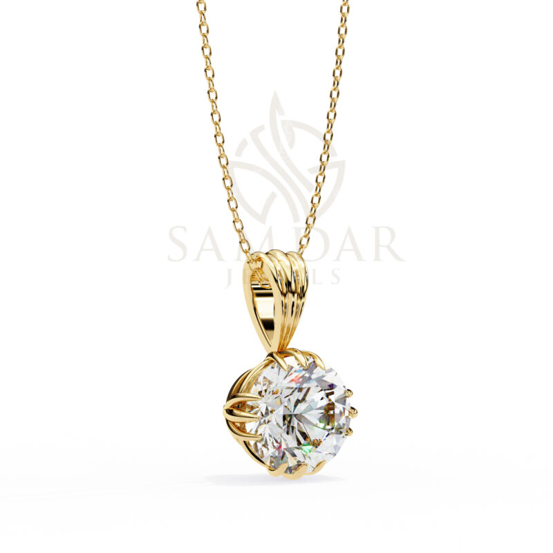 Round Moissanite Pendant Necklace For Women - Image 8