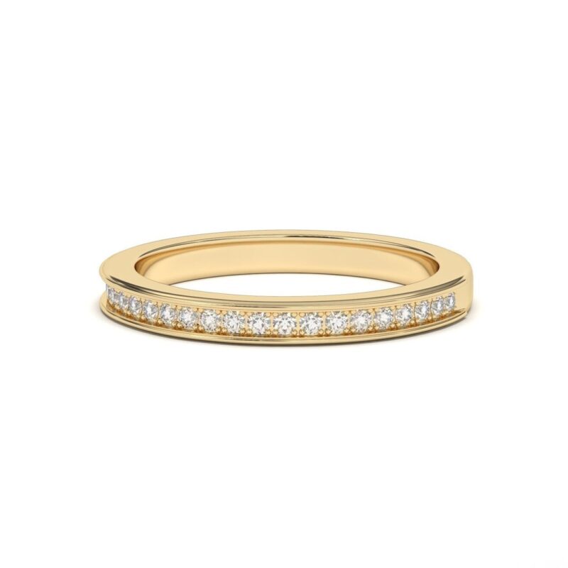 Gold wedding band with diamonds, 14k gold and natural diamond band, Handcrafted Delicate 2mm diamond Minimalist Dainty Stackable Bridal ring