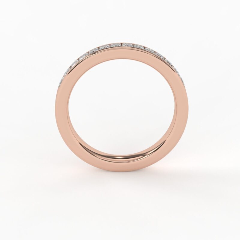 Half eternity moissanite wedding band, 14k gold princess cut moissanite ring band, Channel set moissanites, Trending wedding band for women - Image 3