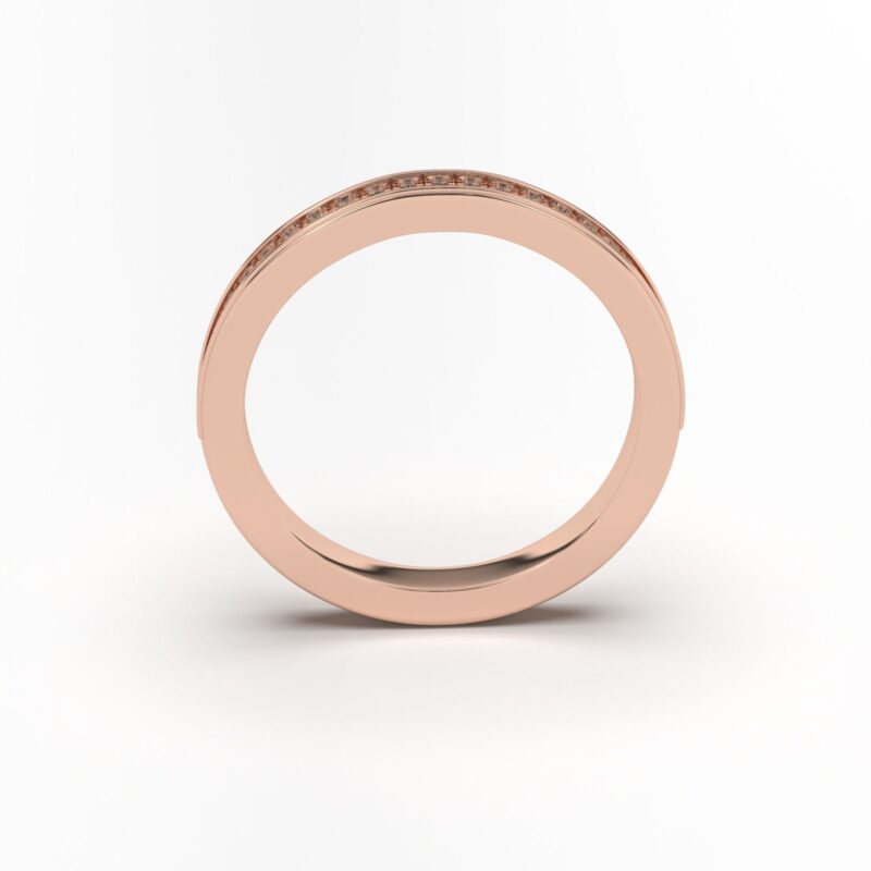 Gold wedding band with diamonds, 14k gold and natural diamond band, Handcrafted Delicate 2mm diamond Minimalist Dainty Stackable Bridal ring - Image 2