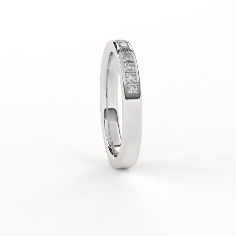 Half eternity moissanite wedding band, 14k gold princess cut moissanite ring band, Channel set moissanites, Trending wedding band for women - Image 2
