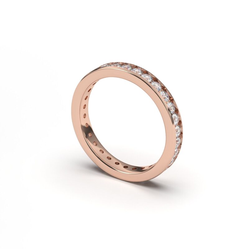 Luxury gold and moissanite band, 14k Solid Gold Natural 3mm Moissanite band, Full eternity wedding ring, Stacking gold and moissanite ring - Image 2
