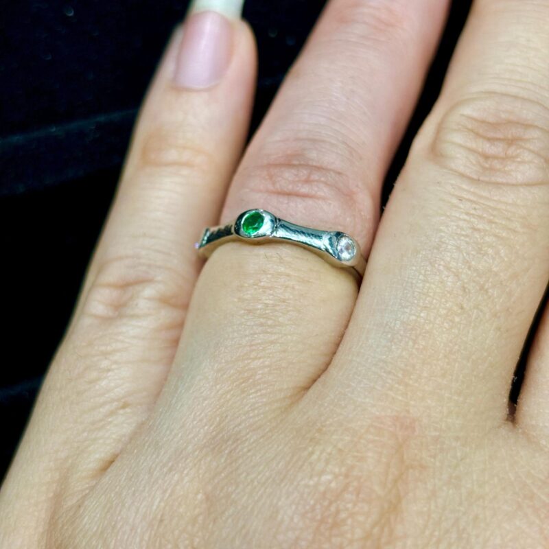 Emerald and Diamond Eternity Band, 14k Solid Gold Diamond wedding band, Traditional Minimalist Bridal Bezel set engagement Anniversary Band - Image 7