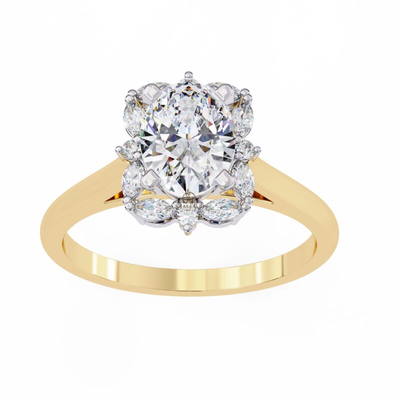 Oval Lab Grown Diamond Ring, 14k Solid Gold 1.2ctw Certified Lab Diamond Engagement Ring for Women, Solitaire Wedding Ring, Halo Wedding - Image 3