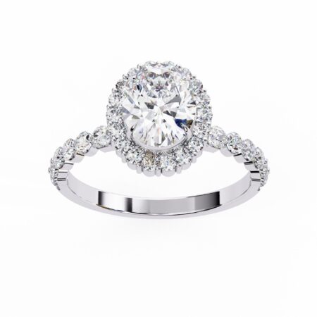 1.2ct Oval Lab Grown Diamond Ring, 14k Solid Gold Certified Lab Made Diamond Engagement Ring for Women, Solitaire Wedding Ring, Halo Wedding