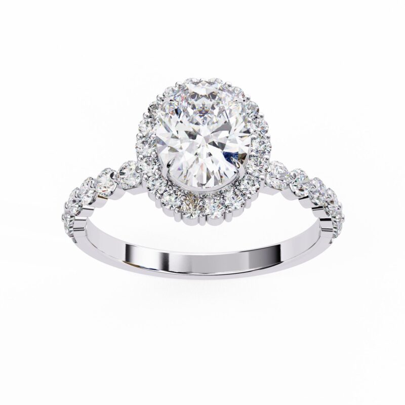 1.2ct Oval Lab Grown Diamond Ring, 14k Solid Gold Certified Lab Made Diamond Engagement Ring for Women, Solitaire Wedding Ring, Halo Wedding