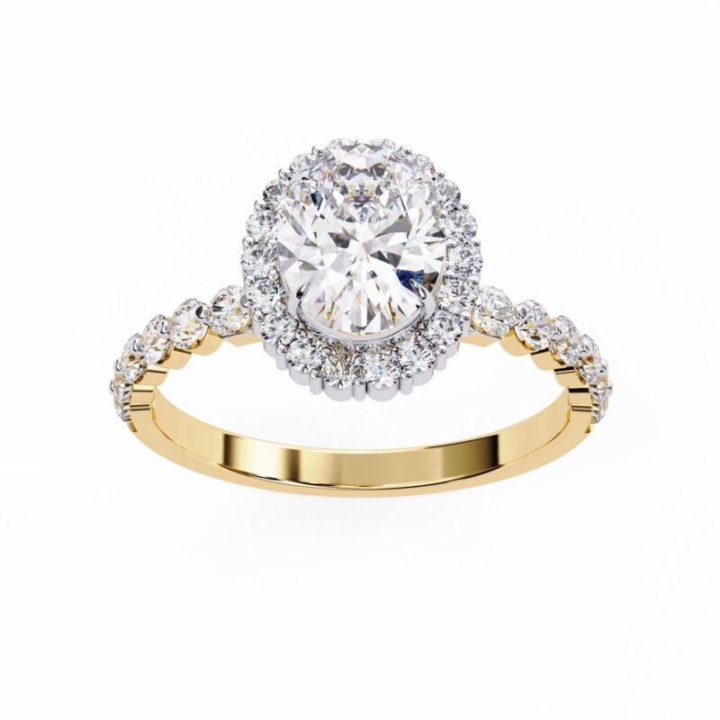 1.2ct Oval Lab Grown Diamond Ring, 14k Solid Gold Certified Lab Made Diamond Engagement Ring for Women, Solitaire Wedding Ring, Halo Wedding - Image 3