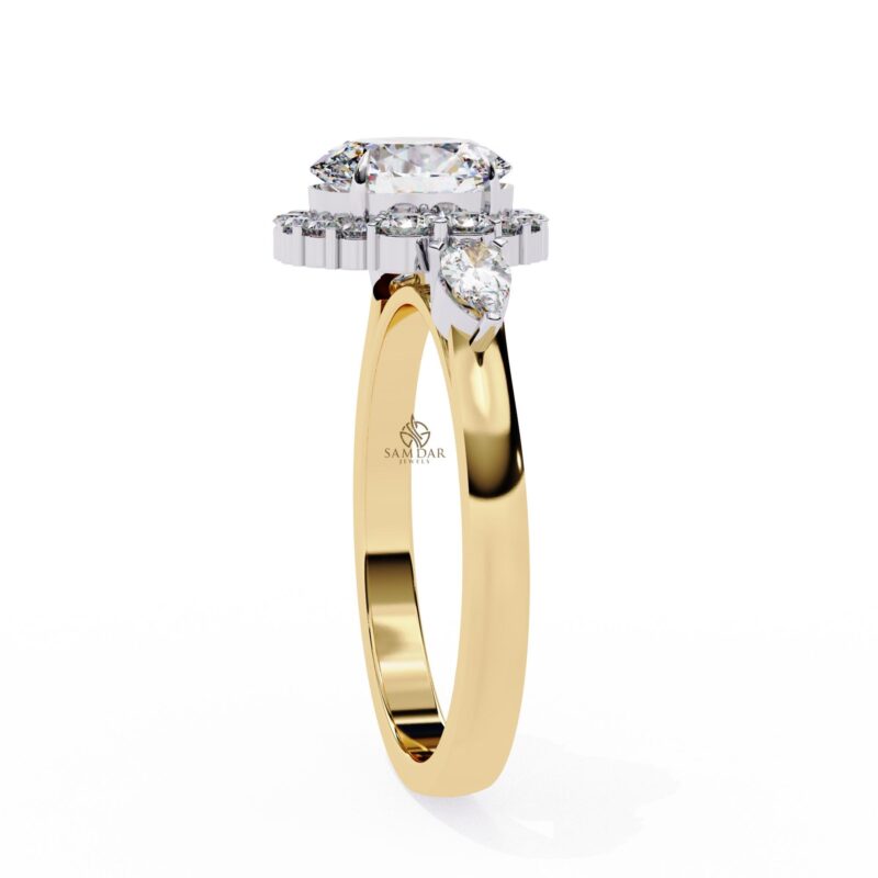 1.2ct Oval Lab Grown Diamond Engagement Ring, 14k Solid Gold Certified Lab Made Diamond Ring for Women, Solitaire Wedding Ring, Halo Trio - Image 6