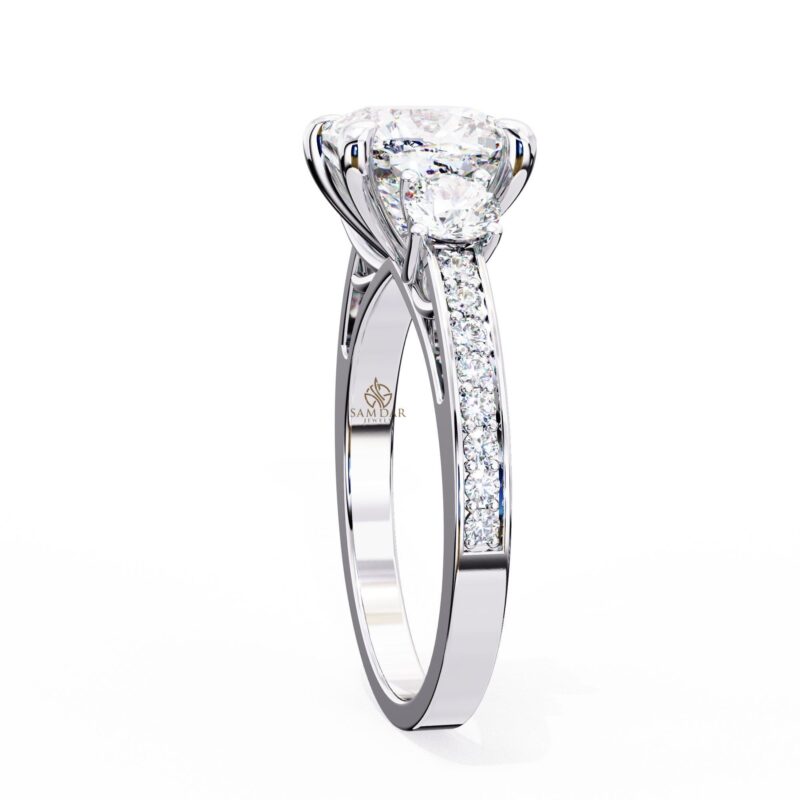 Cushion Moissanite Engagement Ring, Three Stone Ring, Wedding Anniversary Rings, 3ct Moissanite Bridal Ring, Diamond Alternative Solitaire - Image 8