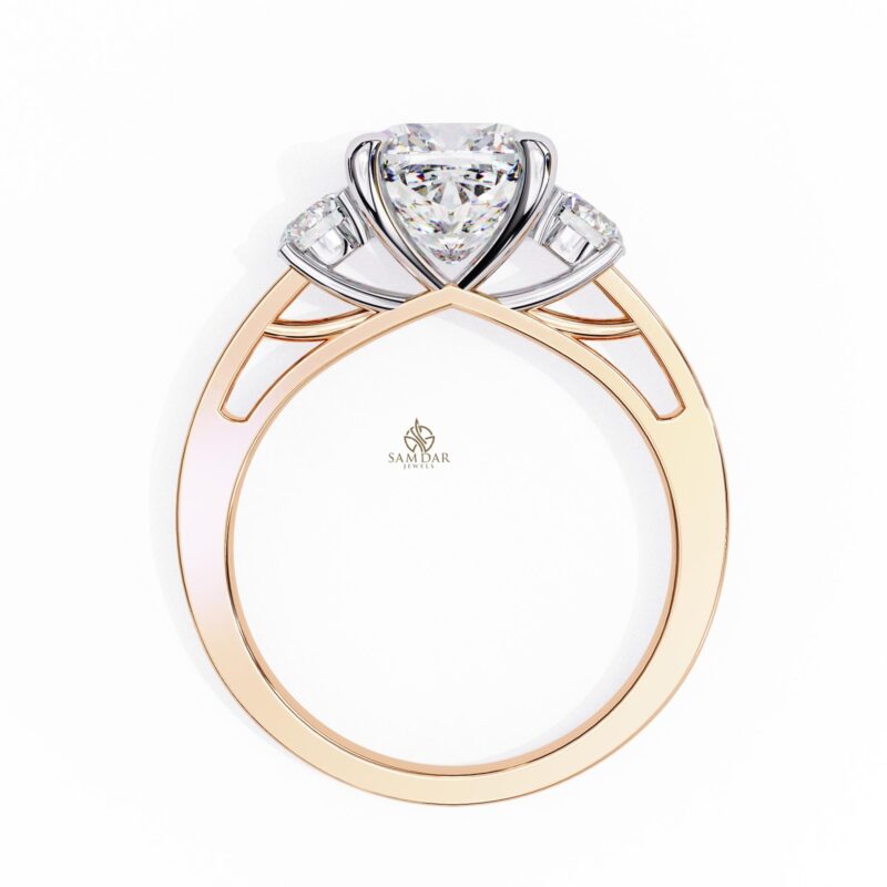 Cushion Moissanite Engagement Ring, Three Stone Ring, Wedding Anniversary Rings, 3ct Moissanite Bridal Ring, Diamond Alternative Solitaire - Image 3