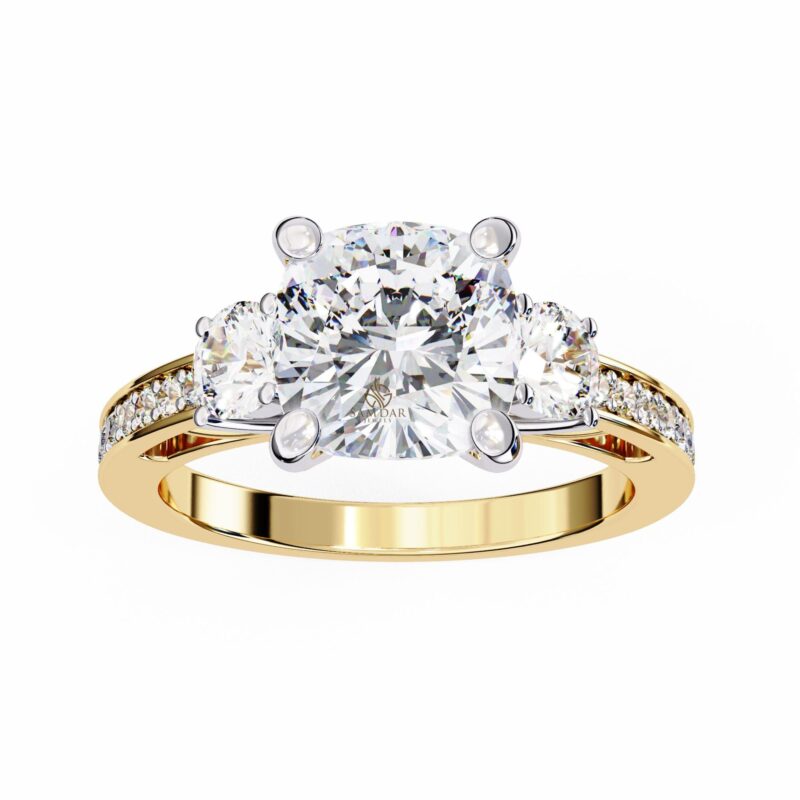 Cushion Moissanite Engagement Ring, Three Stone Ring, Wedding Anniversary Rings, 3ct Moissanite Bridal Ring, Diamond Alternative Solitaire - Image 10