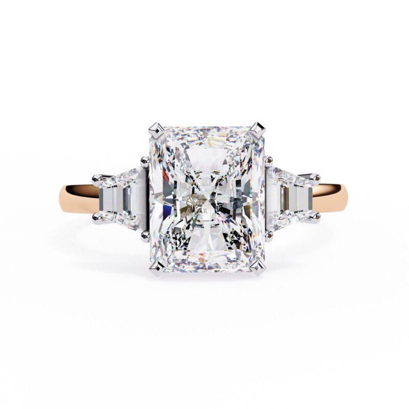 Radiant Moissanite Engagement Ring, Three Stone Ring, Wedding Anniversary Rings, 3ct Moissanite Bridal Ring, Diamond Alternative Solitaire