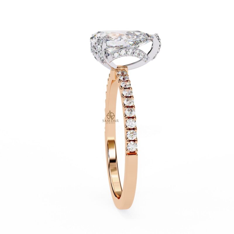 Pear Cut Moissanite Ring, Hidden Halo Ring, Wedding Anniversary, 1.2ct Moissanite Bridal Ring, Engagement Gold Ring For Women, Tear Drop - Image 6