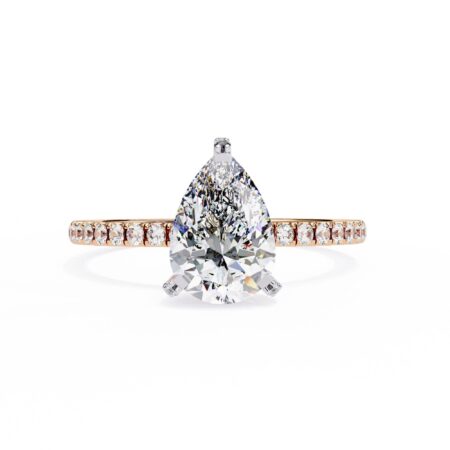 Pear Cut Moissanite Ring, Hidden Halo Ring, Wedding Anniversary, 1.2ct Moissanite Bridal Ring, Engagement Gold Ring For Women, Tear Drop