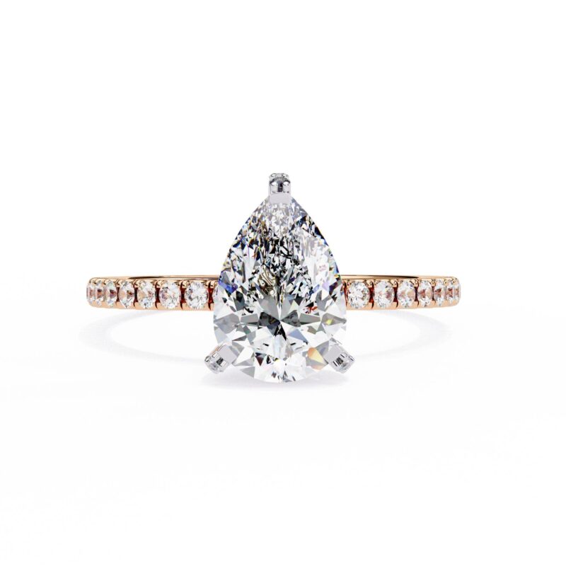 Pear Cut Moissanite Ring, Hidden Halo Ring, Wedding Anniversary, 1.2ct Moissanite Bridal Ring, Engagement Gold Ring For Women, Tear Drop
