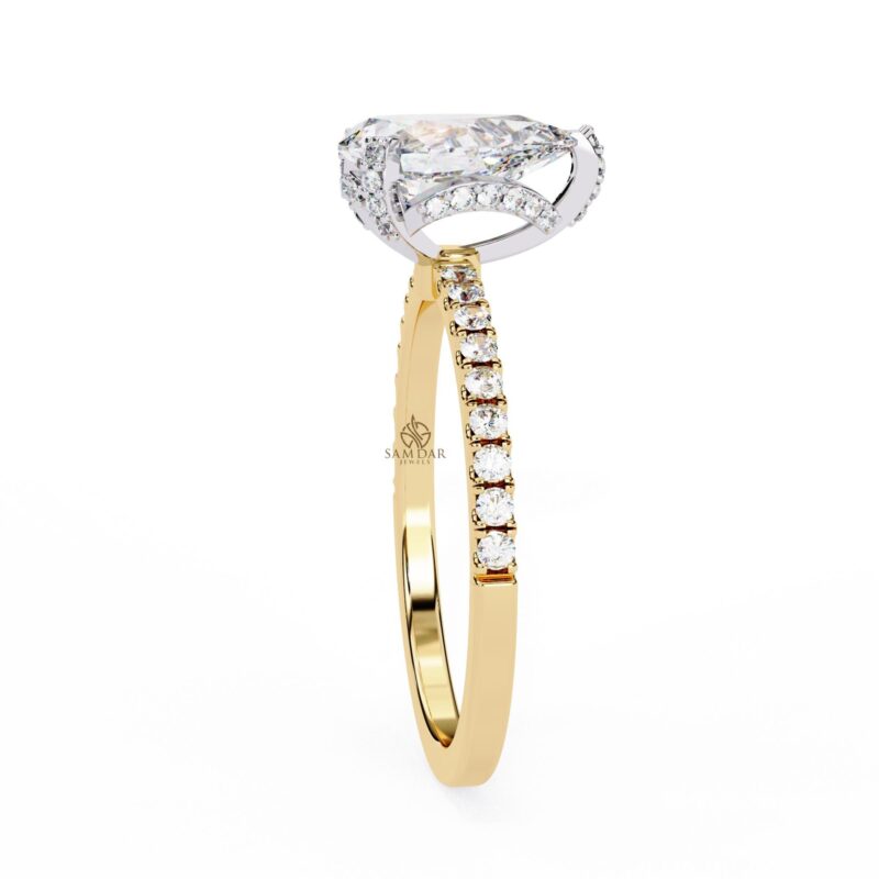 Pear Cut Moissanite Ring, Hidden Halo Ring, Wedding Anniversary, 1.2ct Moissanite Bridal Ring, Engagement Gold Ring For Women, Tear Drop - Image 8