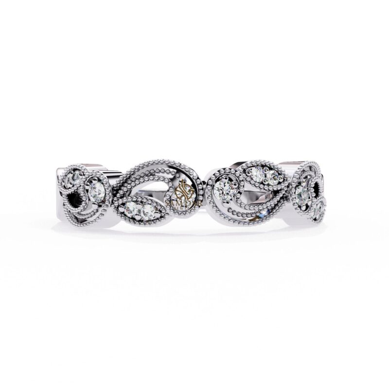 Vintage Style Filigree Band, Milgrain Band, Vintage Art Deco Engagement Ring, Women  Stacking Ring, Moissanite Wedding Band, Bridal Ring - Image 2