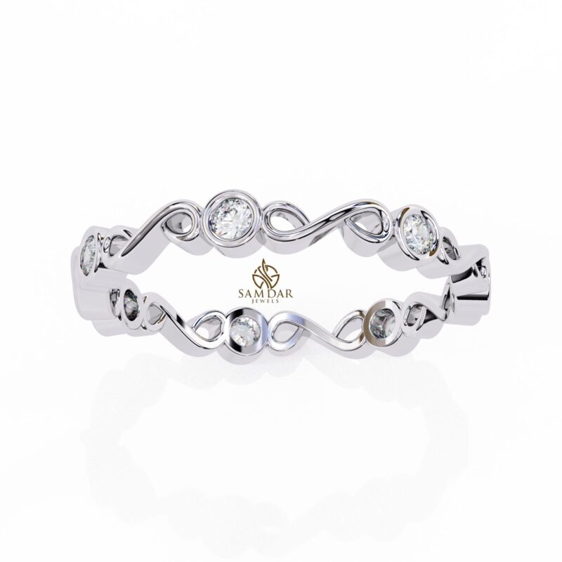 Vintage Filigree Wedding Bands Women Unique Milgrain Full Eternity Band Bridal Art Deco Anniversary Band White Gold Moissanite Band Ring - Image 2