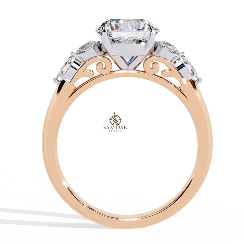 3CT Round Moissanite Halo Engagement Ring, Floral Halo Wedding Ring, Anniversary Ring, Promise Ring For Her, Bridal Ring, Cluster Curve Ring - Image 5