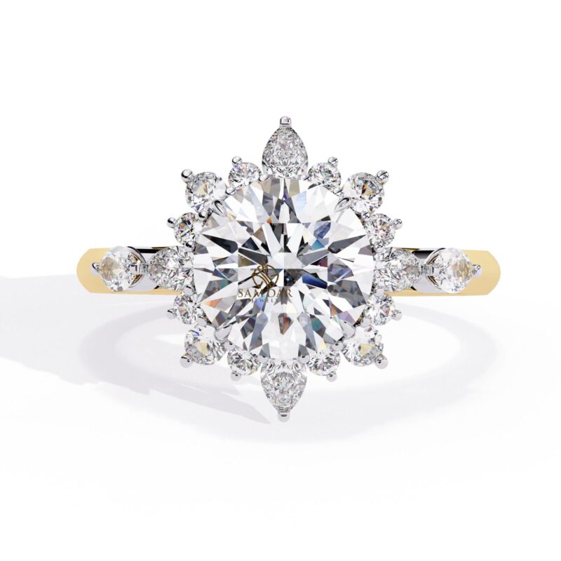 Moissanite Floral Halo Engagement Ring, Flower Halo Wedding Ring, Anniversary Ring, Promise Ring For Her, Bridal Ring, Cluster Crown Ring - Image 3