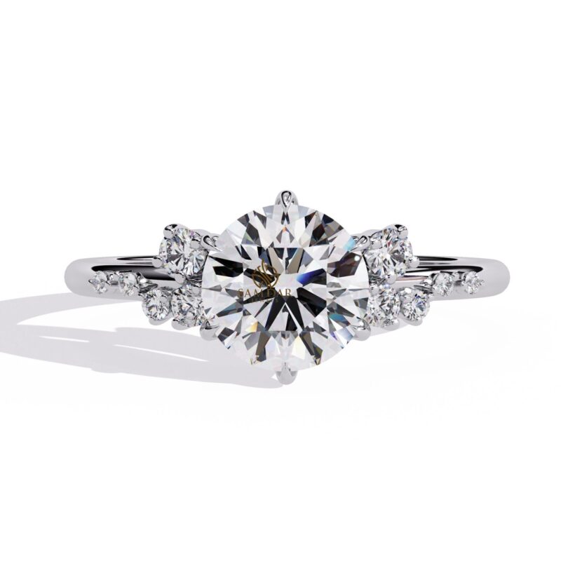 6 Prong Moissanite Engagement Ring Solitaire Ring Bridal Cluster Set Pave Wedding Minimalist Ring Statement Ring Gold Promise Ring for Women - Image 3