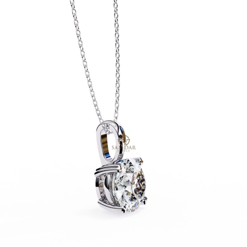 Round Moissanite Pendant Necklace Solitaire Moissanite Prong Set Jewelry Anniversary Gift Birthday Gift for Her Round 18" Link Chain Minimal - Image 5