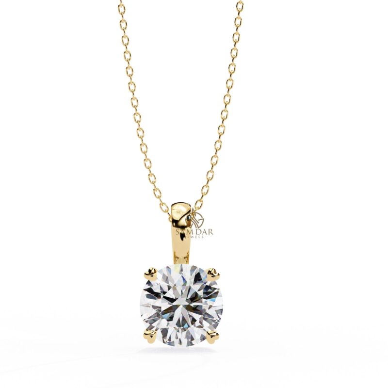 Round Moissanite Pendant Necklace Solitaire Moissanite Prong Set Jewelry Anniversary Gift Birthday Gift for Her Round 18" Link Chain Minimal - Image 8
