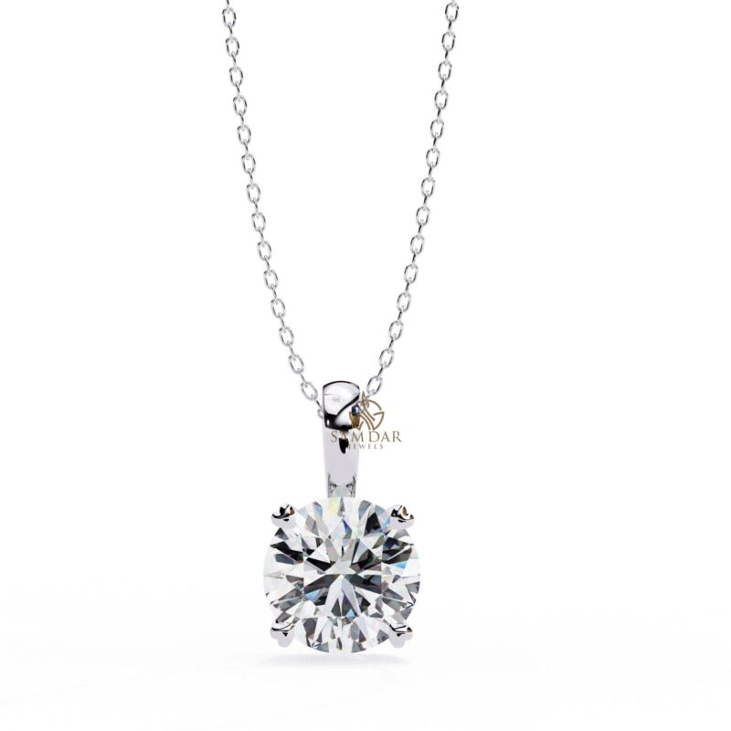 Round Moissanite Pendant Necklace Solitaire Moissanite Prong Set Jewelry Anniversary Gift Birthday Gift for Her Round 18" Link Chain Minimal - Image 2