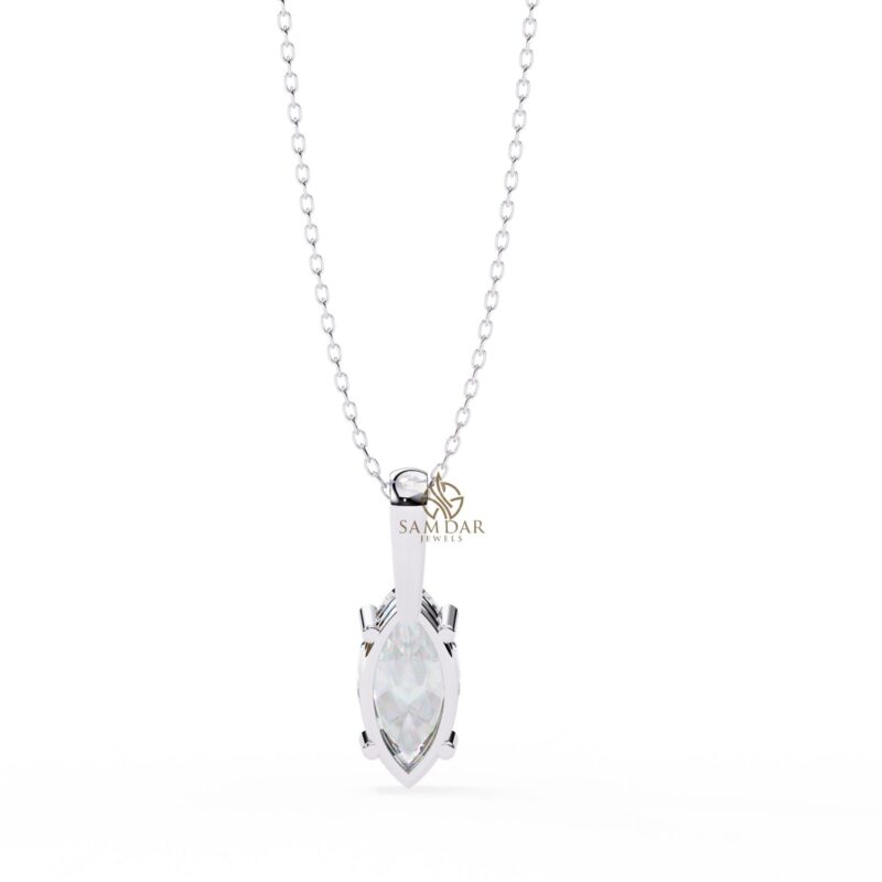Marquise Moissanite Pendant Necklace Solitaire Moissanite Prong Set Jewelry Anniversary Gift Birthday Gift for Her Round 18" Link Chain - Image 7