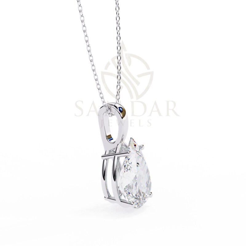 Pear Cut Moissanite Pendant Necklace Solitaire Moissanite Prong Set Jewelry Anniversary Gift Birthday Gift for Her Round 18" Link Chain - Image 9