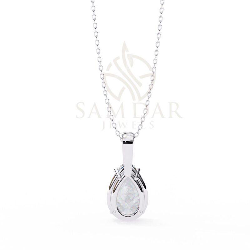 Pear Cut Moissanite Pendant Necklace Solitaire Moissanite Prong Set Jewelry Anniversary Gift Birthday Gift for Her Round 18" Link Chain - Image 5