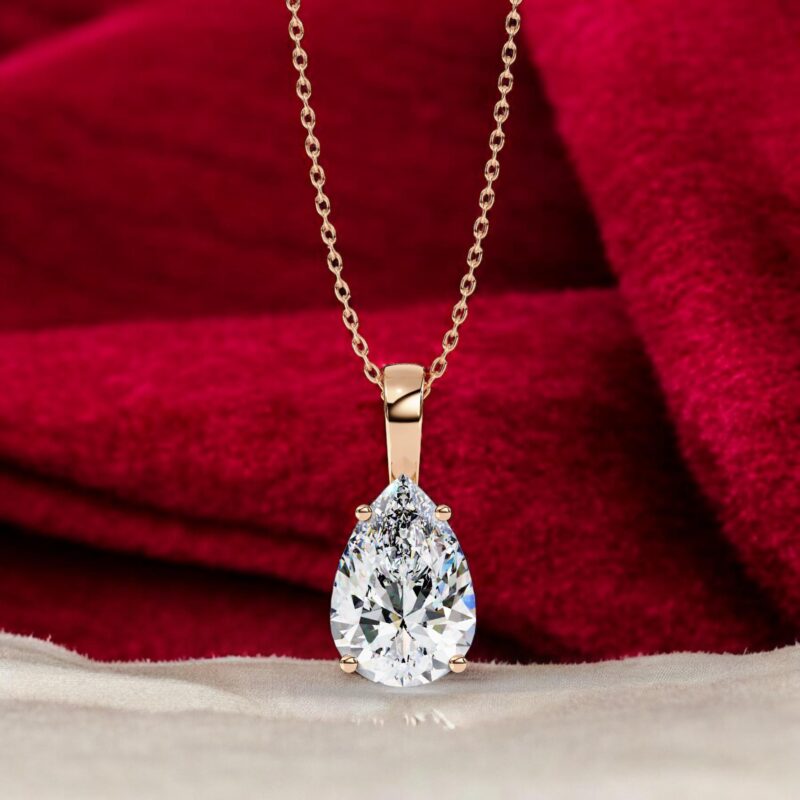 Pear Cut Moissanite Pendant Necklace Solitaire Moissanite Prong Set Jewelry Anniversary Gift Birthday Gift for Her Round 18" Link Chain