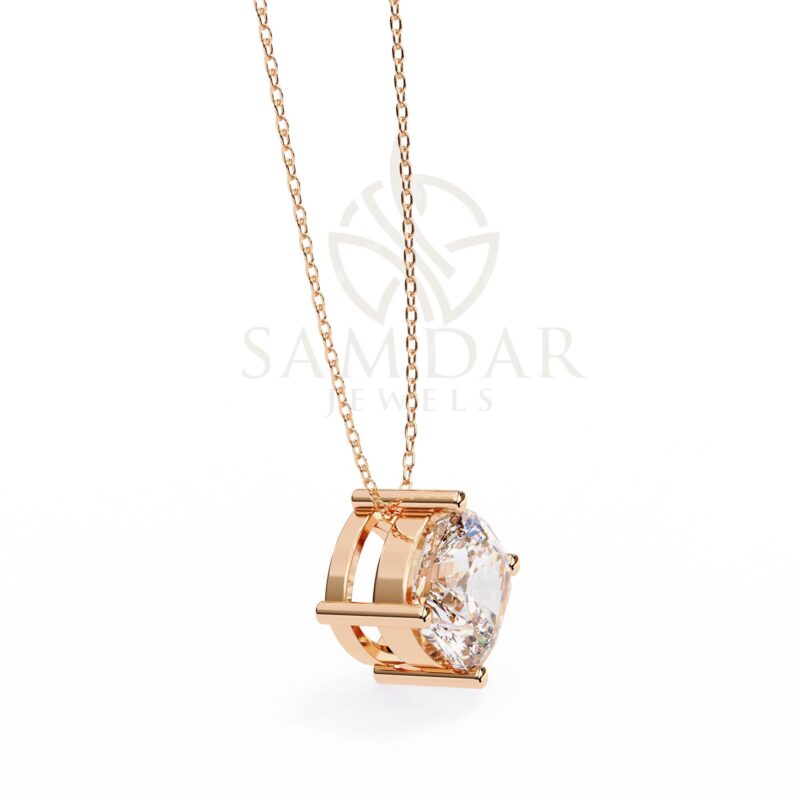 Cushion Cut Moissanite Pendant Necklace Solitaire Moissanite Tilted Set Jewelry Anniversary Gift Birthday Gift for Her 18" Link Chain - Image 6