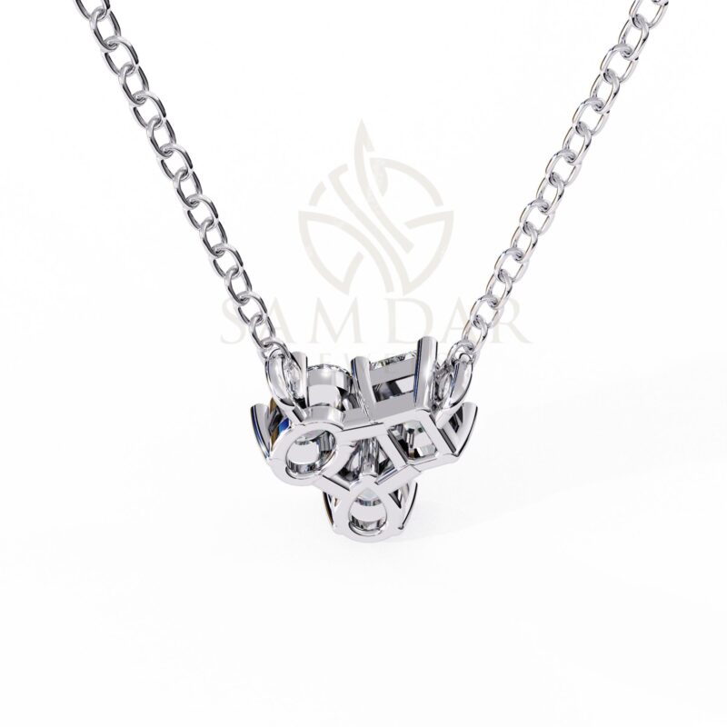 Three Stone Moissanite Solitaire Necklace, Oval Pear Emerald Cut Pendant Necklace, Minimalist Necklace, Wedding Anniversary Gift For Her - Image 10