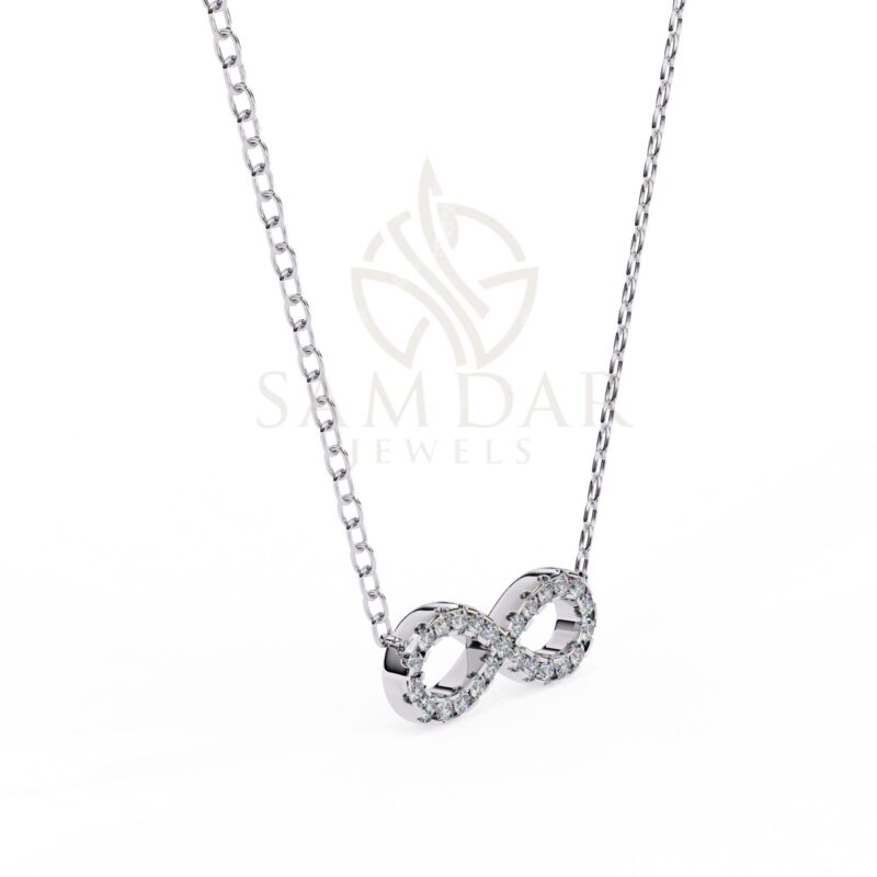 Moissanite Infinity Pendant Necklace with 18" Link Chain Minimalist Wedding Anniversary Gift For Her Eternity Infinity Symbol Pendant Women - Image 6