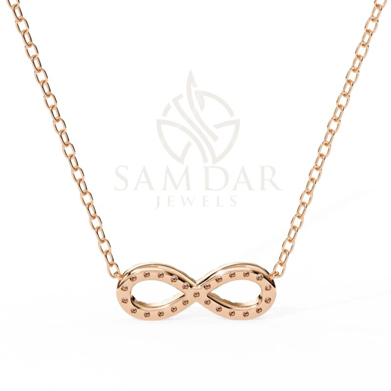 Moissanite Infinity Pendant Necklace with 18" Link Chain Minimalist Wedding Anniversary Gift For Her Eternity Infinity Symbol Pendant Women - Image 2