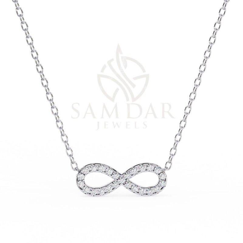 Moissanite Infinity Pendant Necklace with 18" Link Chain Minimalist Wedding Anniversary Gift For Her Eternity Infinity Symbol Pendant Women - Image 5