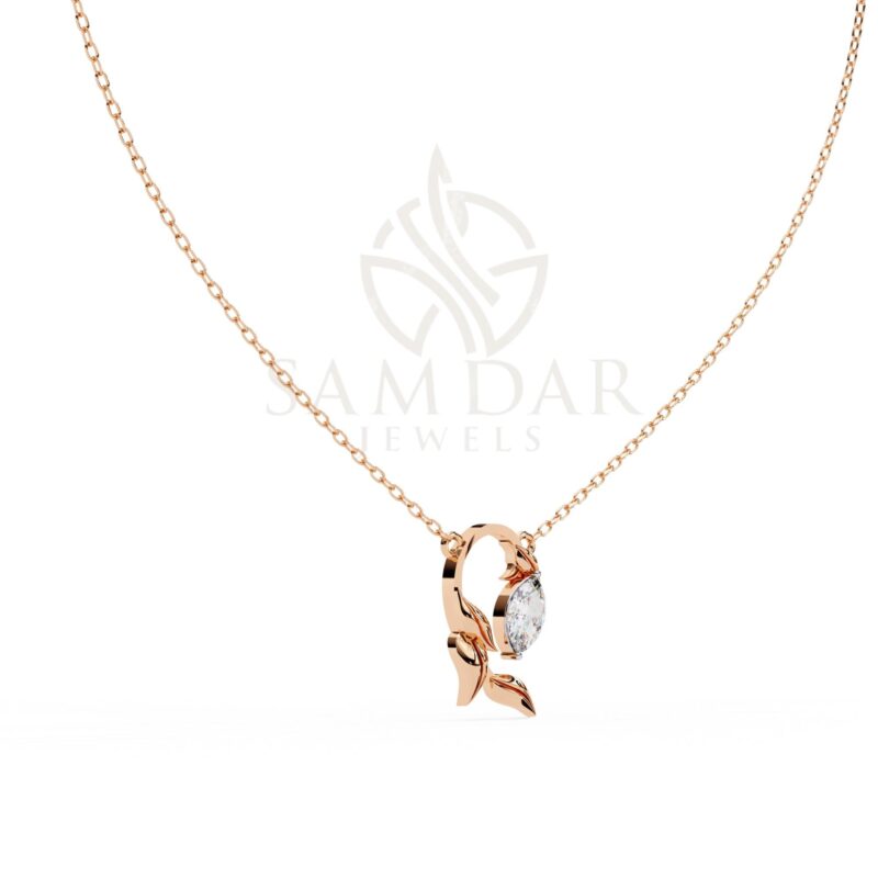 Leaf Shape Pendant Necklace with 18" Link Chain Marquise Moissanite Minimalist Wedding Anniversary Gift For Her Love Symbol Pendant Women - Image 4