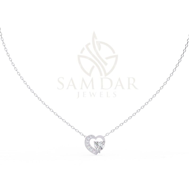 Moissanite Heart Pendant Necklace with 18" Link Chain Heart Moissanite Minimalist Wedding Anniversary Gift For Her Love Symbol Pendant Women - Image 2