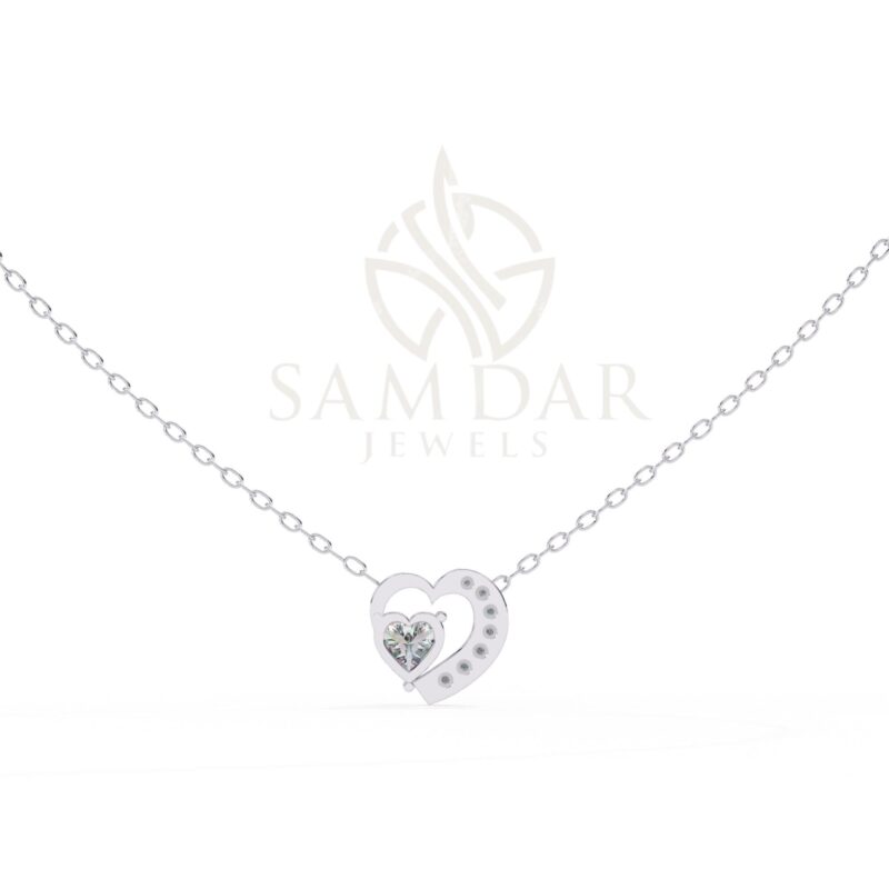 Moissanite Heart Pendant Necklace with 18" Link Chain Heart Moissanite Minimalist Wedding Anniversary Gift For Her Love Symbol Pendant Women - Image 5