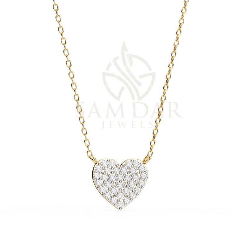 Pave Heart Pendant Necklace with 18" Link Chain Heart Diamond Minimalist Wedding Anniversary Gift For Her Love Symbol Charm Dainty Women - Image 3