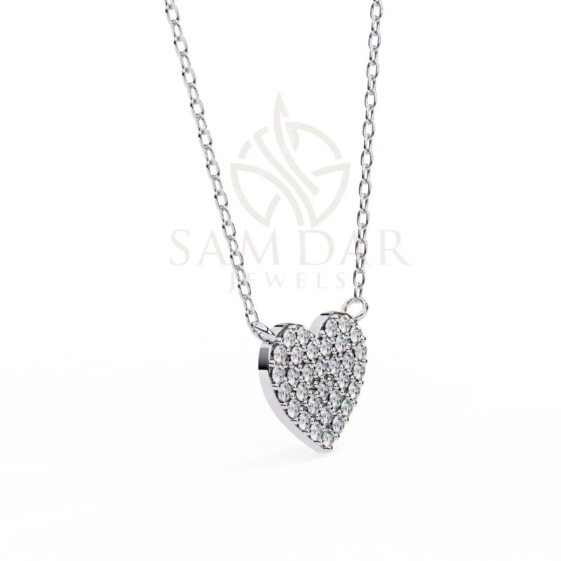 Pave Heart Pendant Necklace with 18" Link Chain Heart Diamond Minimalist Wedding Anniversary Gift For Her Love Symbol Charm Dainty Women - Image 6