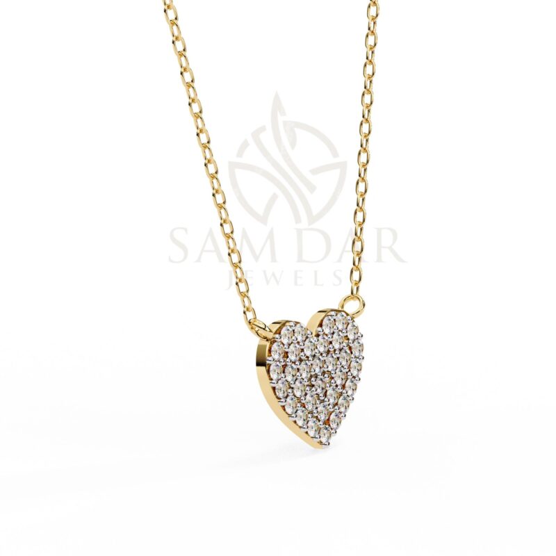 Pave Heart Pendant Necklace with 18" Link Chain Heart Diamond Minimalist Wedding Anniversary Gift For Her Love Symbol Charm Dainty Women - Image 7
