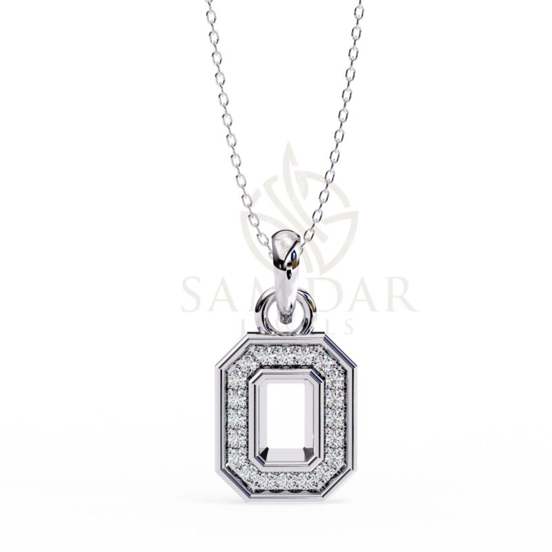 Octagon Pendant Necklace with 18" Link Chain Pave Natural Diamond Minimalist Wedding Anniversary Gift For Her Love Symbol Charm Dainty Women - Image 3