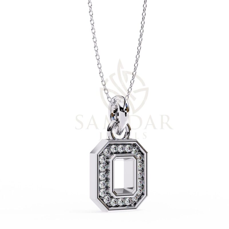 Octagon Pendant Necklace with 18" Link Chain Pave Natural Diamond Minimalist Wedding Anniversary Gift For Her Love Symbol Charm Dainty Women - Image 4