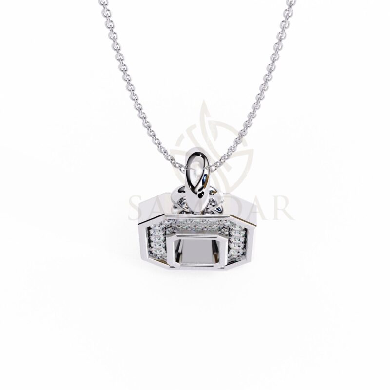 Octagon Pendant Necklace with 18" Link Chain Pave Natural Diamond Minimalist Wedding Anniversary Gift For Her Love Symbol Charm Dainty Women - Image 10