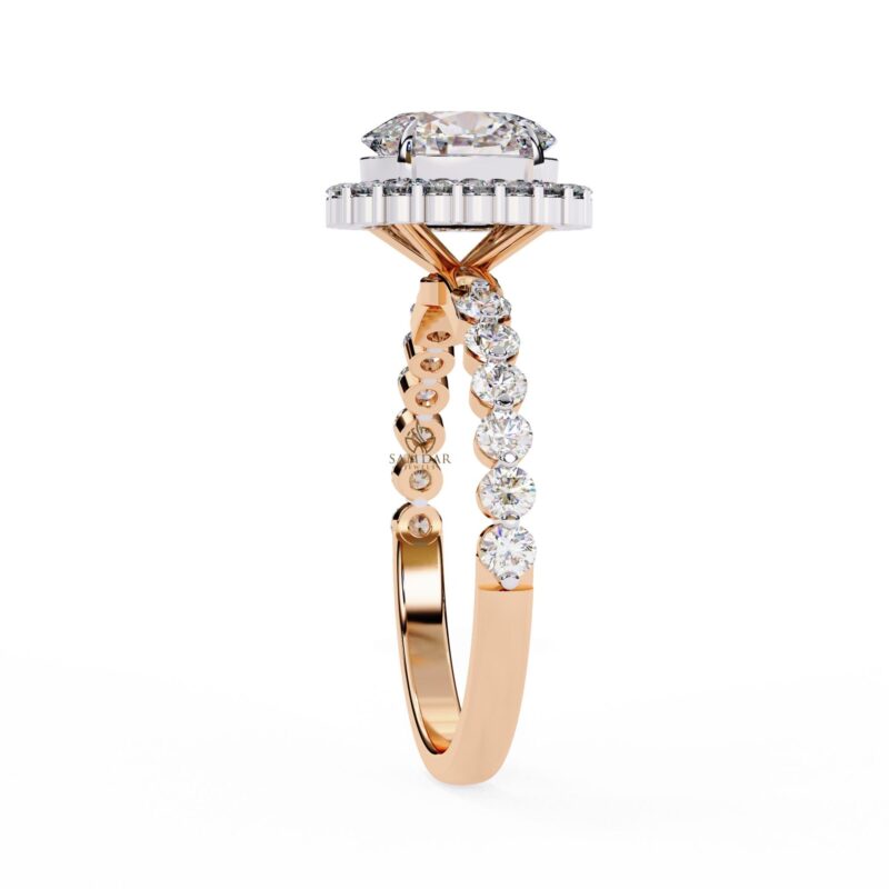 1.2ct Oval Lab Grown Diamond Ring, 14k Solid Gold Certified Lab Made Diamond Engagement Ring for Women, Solitaire Wedding Ring, Halo Wedding - Image 5